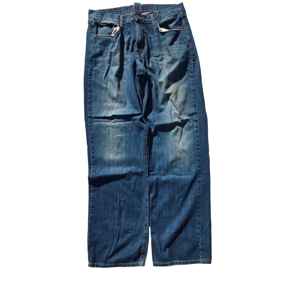 Y2K Lucky Brand Dungarees Mens 34x33 Loose Fit long distress baggy denim skater